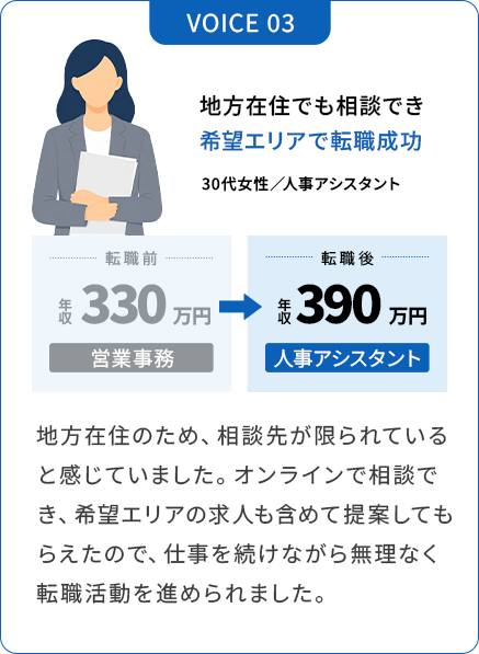 VOICE03 地方在住でも相談でき希望エリアで転職成功
